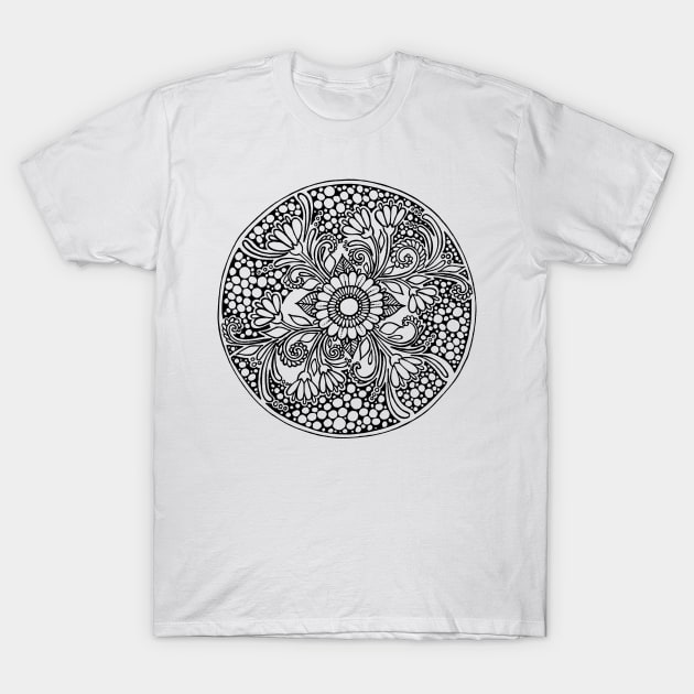 Zentangle Ring of Daisies T-Shirt by OfficeInk